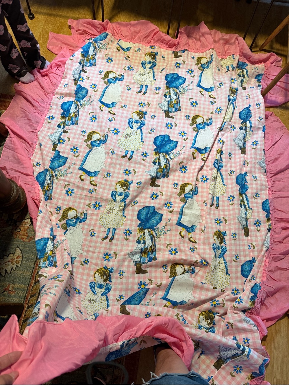 Holly Hobbie twin size bedspread, pillow case curtains and canopy cover - Picture 1 of 5